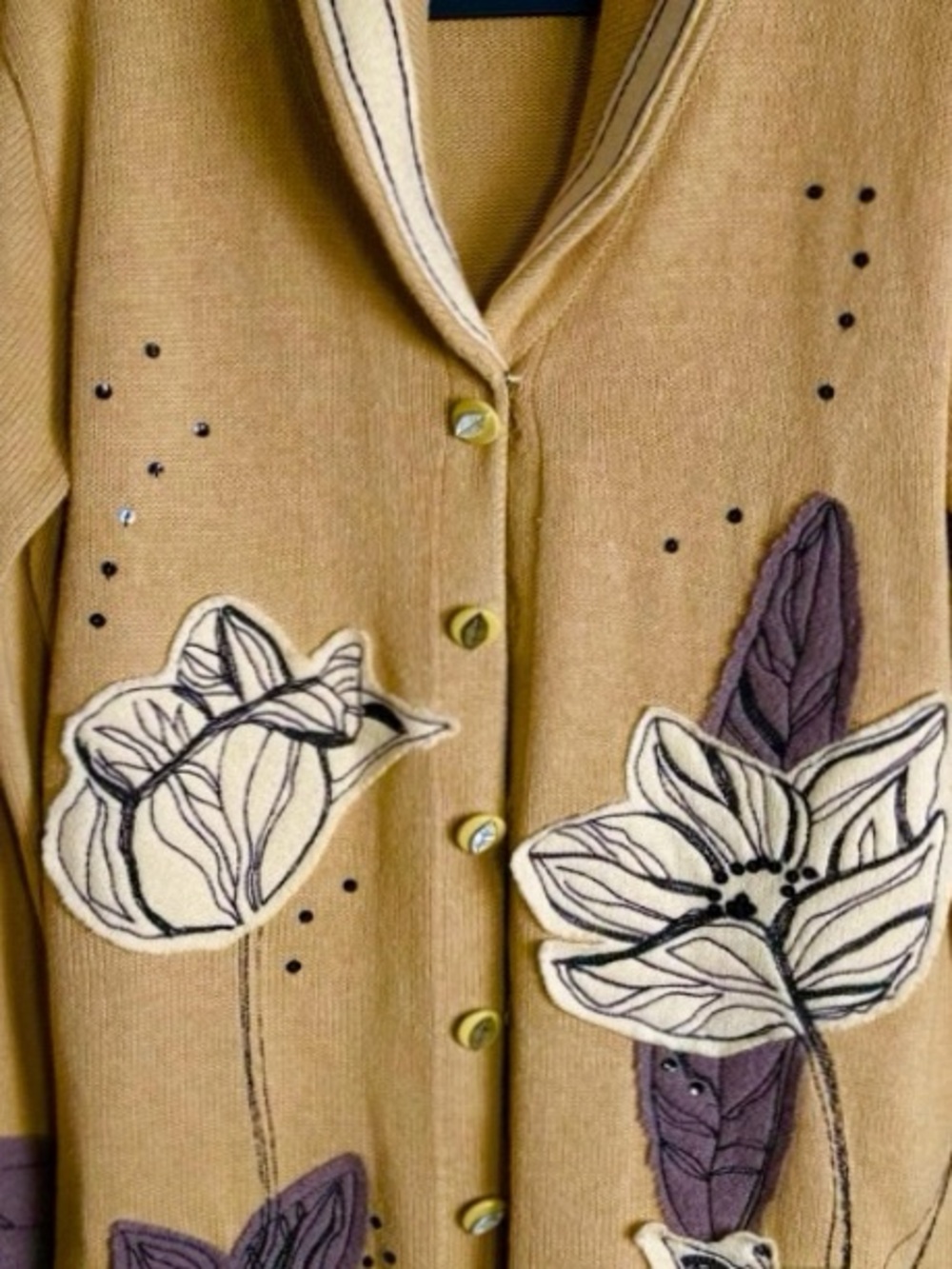 Vintage Storybook Knits "Desert Wrap" Floral Duster Cardigan — Cozy, Artsy Sz M - Picture 12 of 13